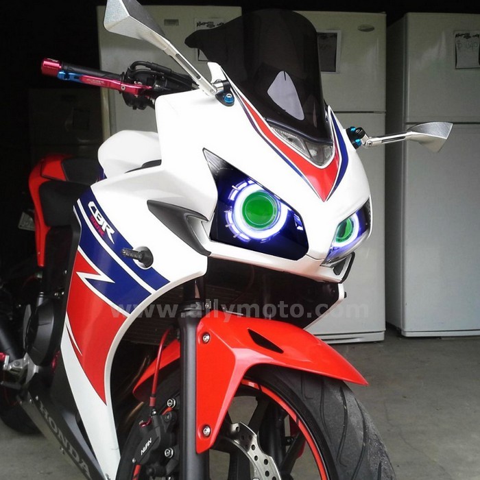 002 Headlight Honda Cbr500R 2013 2014 2015 Dual Led Angel Halos Eye Green Demon Eye-5 002 Headlight Honda Cbr500R 2013 2014 2015 Dual Led Angel Halos Eye Green Demon Eye-5